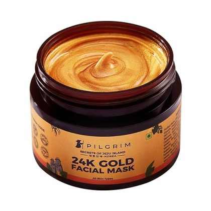 Pilgrim 24K Gold face mask for glowing skin | 24K Gold face pack for glowing skin, skin hydrating, boosts collagen and restoring skin radiance | For All Skin Types | For Men & Women | 50gm