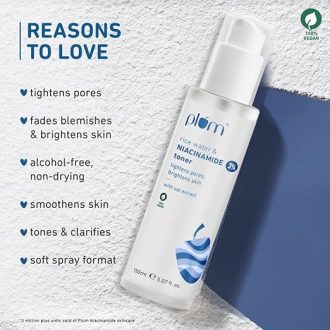 Plum 3% Niacinamide & Rice Water Face Toner | With Rice Ferment Extract | Alcohol-Free Toner | Fades Blemishes, Brightens Skin | Smoothens Skin | Fragrance-Free | 100% Vegan | 150 ml - Image 7