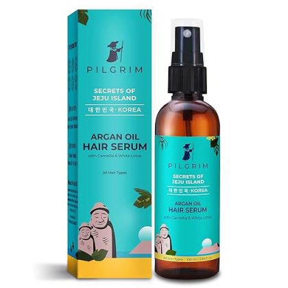Pilgrim Argan Oil Hair Serum For Dry Frizzy Hair, Hair Smoothing, Smoothing & Control Of Frizzy/Dry Hair, Instant Shine, Smoothness & Soft Hair, Anti Frizz For Unisex, 100 Ml, Pack of 1