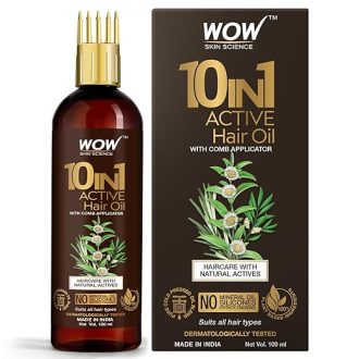 WOW Skin Science 10 in 1 Active Hair Oil - WITH COMB APPLICATOR - Cold Pressed - No Mineral Oil, Silicones & Synthetic Fragrance - 100 ML - Image 2