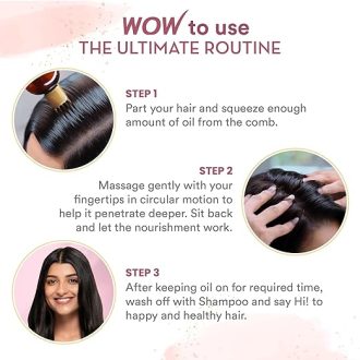 WOW Skin Science Onion Black Seed Hair Oil - WITH COMB APPLICATOR - Controls Hair Fall - NO Mineral Oil, Silicones, Cooking Oil & Synthetic Fragrance - 200mL - Image 6