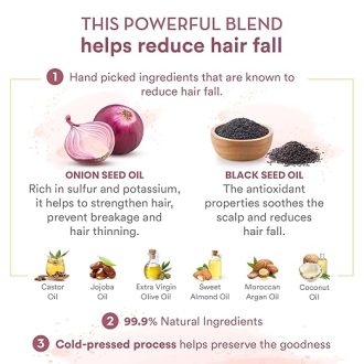 WOW Skin Science Onion Black Seed Hair Oil - WITH COMB APPLICATOR - Controls Hair Fall - NO Mineral Oil, Silicones, Cooking Oil & Synthetic Fragrance - 200mL - Image 3