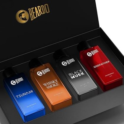 Beardo Perfumes Giftset For Men (Pack of 4 x 20ml) Whisky Smoke, Godfather, Tsunami and Black Musk | Long Lasting Perfume Musk & Woody Fresh Fragrance