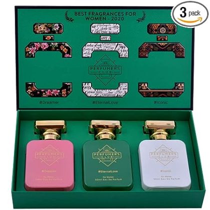 Perfumer's Club "Best Fragrance for Women" Gift Set of 3 (Dreamer + EternalLove + Iconic) Upto 24 hrs lasting (Eau De Parfum) Gift Set For Raksha Bandhan||Gift For Raksha Bandhan