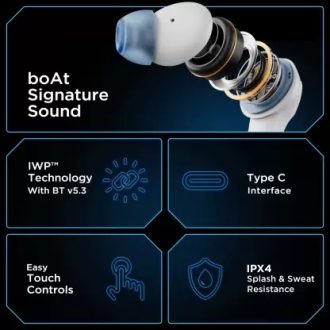 boAt Immortal 131 with Beast Mode, 40 Hours Playback and ENx Tech Bluetooth Headset  (White Sabre, True Wireless) - Image 3