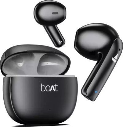 boAt Airdopes 100 with 50 Hours Playback, Quad Mics ENx Technology & Beast Mode Bluetooth Headset (Opal Black, In the Ear)