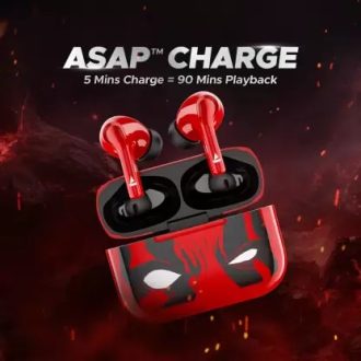 boAt Airdopes 161 Deadpool Edition w/ 40 HRS Playback, ASAP Charge & IPX5 Rating Bluetooth Headset  (Assassin Red, True Wireless) - Image 3
